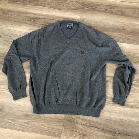 COPY - Chaps Gray Cotton Cashmere Blend V-neck Sweater Men size XL - Picture 1 of 6